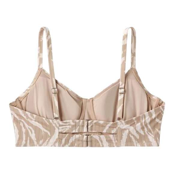 Wild Fable Beige Animal Print Ribbed Underwire Bralette Bikini Set, Size 2X - Picture 5 of 12